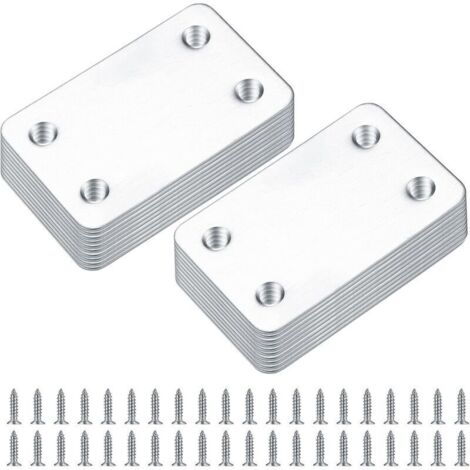 20 Pièces Plaques d'assemblage Perforée Plates, Fixation Droits Plats Plaques, Connecteurs Equerre Fixatio Plats, Connecteur Plaques de Raccord - 38x60 mm (Argent)