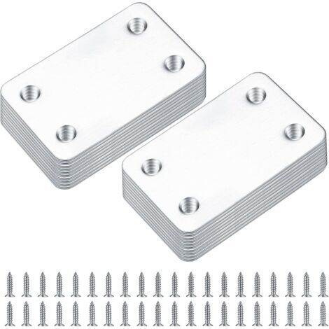 20 Pièces Plaques d'assemblage Perforée Plates, Fixation Droits Plats Plaques, Connecteurs Equerre Fixatio Plats, Connecteur Plaques de Raccord - 38x60 mm (Argent)