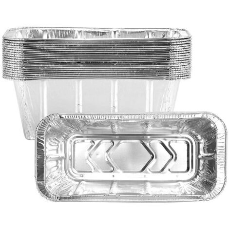 20 Pièces Plateau Rectangulaire en Aluminium 670ml pour Barbecue, Cuisson au Four et Grill - Idéal pour Four et Extérieur