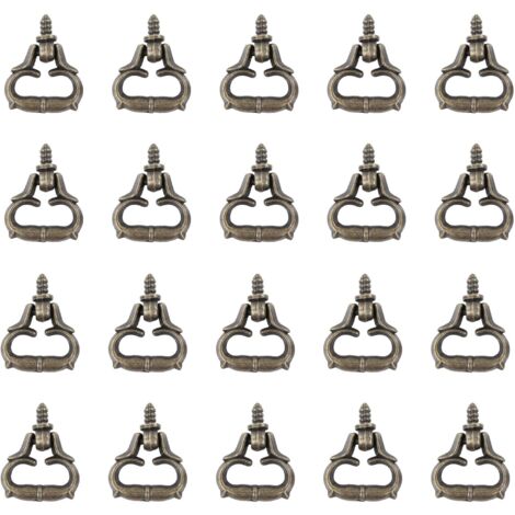 20 pièces Poignées de tiroir vintage miniatures en alliage de zinc, idéales pour la fabrication de boîtes en bois et la rénovation de meubles.