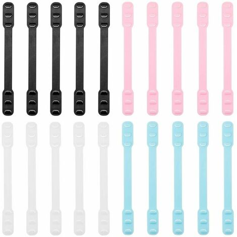 20 pièces porte-masque crochet de masque en silicone crochet d'oreille réglable sangles d'extension de masque 4 couleurs porte-masque contre les maux d'oreille, support de protège-dents (17,9
