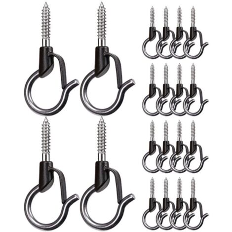 20 Pieces Q Heavy Duty Wall and Ceiling Hanging Hooks with Screw-in Safety Buckle for Outdoor Hanging Plants