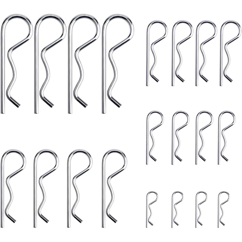 Tinor - 20 Pieces R Clips Retaining Pins, Zinc Plated Heavy Duty Cotter Pin Hitch Pin Assortment Kit For Tow Truck Locking Systems, M1.2-m3.5