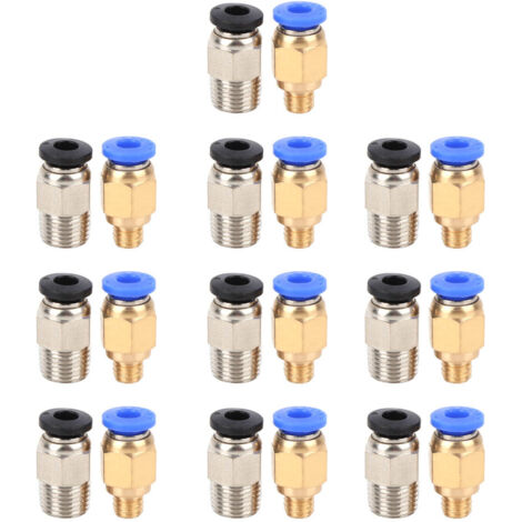 20 Pièces Raccords Pneumatiques Droits à Pousser pour Imprimantes 3D Bowden PC4‑M10/PC4‑M6