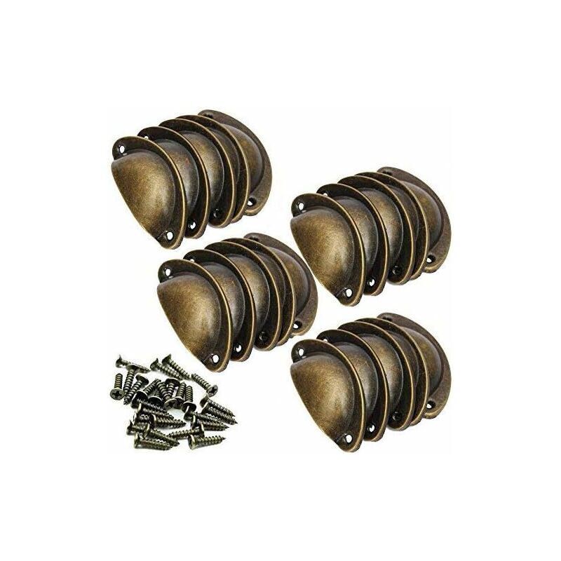 20 pièces rétro meubles de meubles vintage armoire porte tiroir tiroir poignées de tiroir et boutons de coquille avec vis bronze 8 3 2 cm