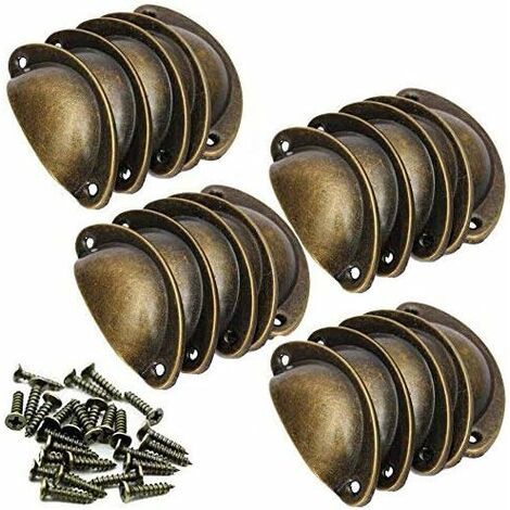 20 pièces rétro meubles de meubles vintage armoire porte tiroir tiroir poignées de tiroir et boutons de coquille avec vis bronze 8 3 2 cm