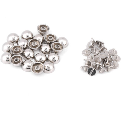 20 pièces rivets champignons vis boutons pour décoration sac ceinture chaussures en cuir (argent)