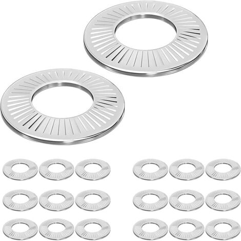 20 Pièces Rondelles de Verrouillage, Rondelles Plates Inoxydable, M10 Rondelles à Ressort Moletées Coniques, Rondelles Pour Boulons et Écrous