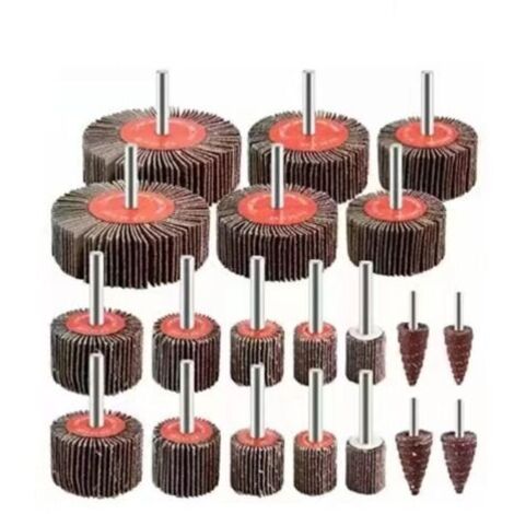 20 pièces Roues Abrasives à Lamelles Grain 80, Diamètres 15-80mm - Kit Disques pour Poncage Bois et Métal avec Perceuse