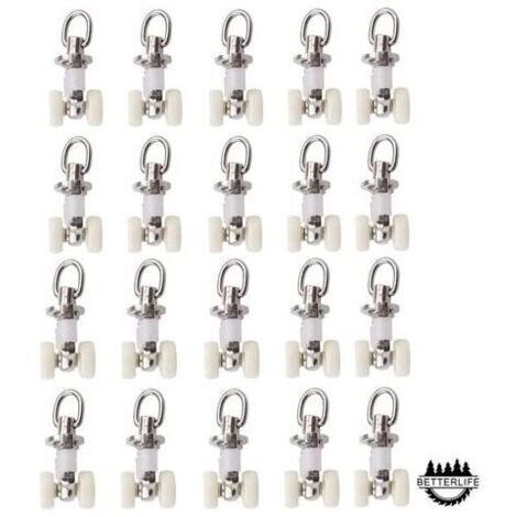 20 Pièces Rouleaux de Rail Planeur de Voie de Rideau Plastique Twin à roulettes en Alliage d'aluminium