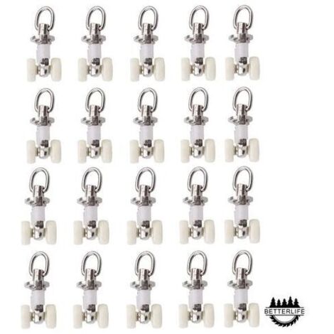 20 Pièces Rouleaux de Rail Planeur de Voie de Rideau Plastique Twin à roulettes en Alliage d'aluminium