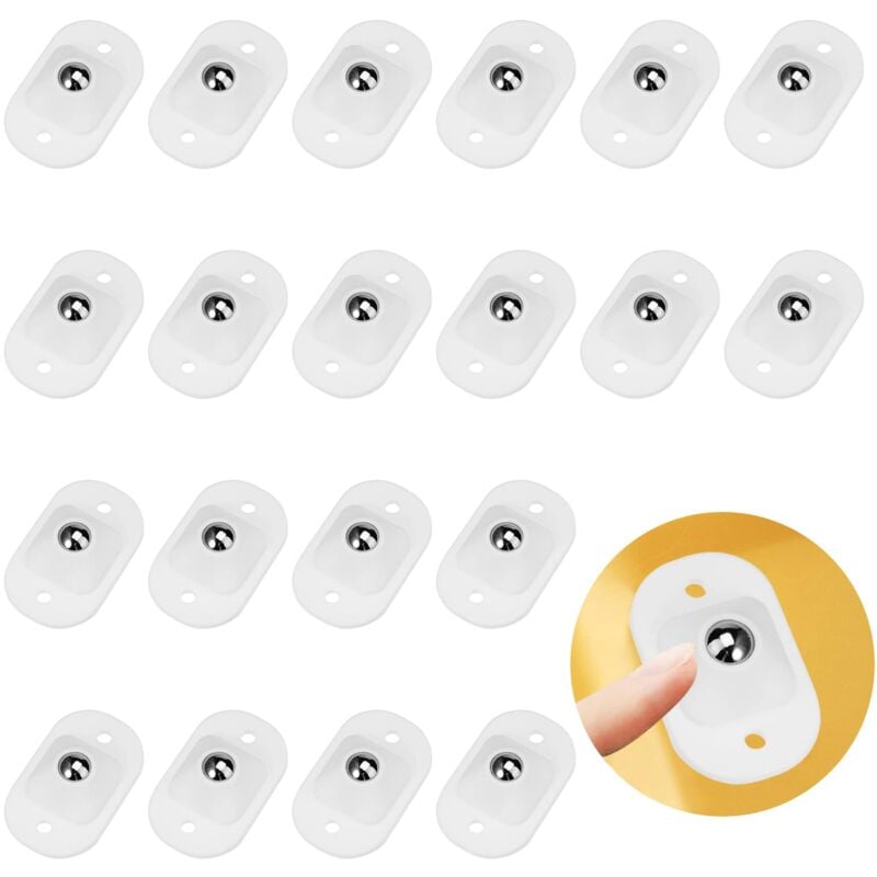 20 Pièces Roulettes À Billes Auto-Adhésif Roulettes À Billes de Transfert Roulement Convoyeur avec 2 Trous De Fixation Petite Roulettes pour Meubles
