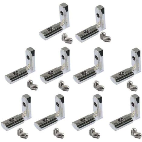 20 PièCes SéRies Fente en T IntéRieur L à L'IntéRieur Du Connecteur D'Angle Support de Joint pour Profilé D'Extrusion D'Aluminium 2020 SéRie 6 Mm