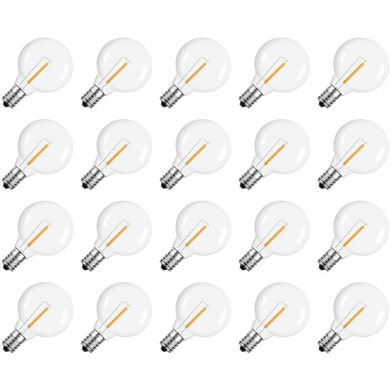 20 PièCes SéRies G40 LED Ampoules de Rechange E12 Culot à Vis Incassable LED Globe Ampoules pour Guirlandes Solaires Chaudes
