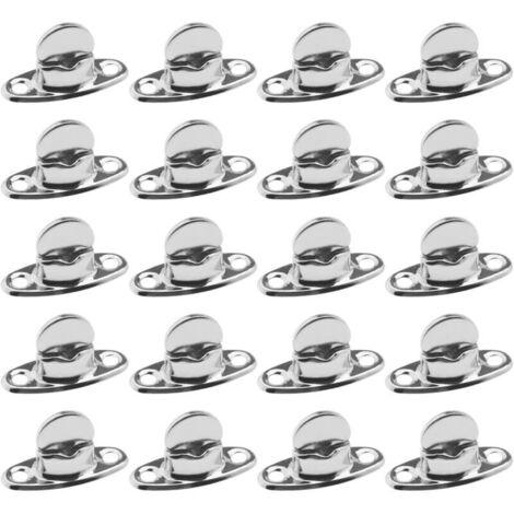 20 Pièces Serrures à Bouton Tournant pour Housse de Siège de Voiture Housse d'auvent de Bateau Sac à Main en Métal Argent 2 Trous Goujon de Base Accessoires de Remplacement 14x32mm