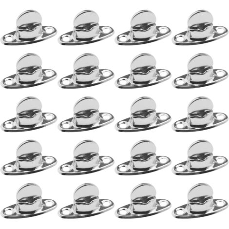 20 Pièces Serrures à Bouton Tournant pour Housse de Siège de Voiture Housse d'auvent de Bateau Sac à Main en Métal Argent 2 Trous Goujon de Base Accessoires de Remplacement 14x32mm