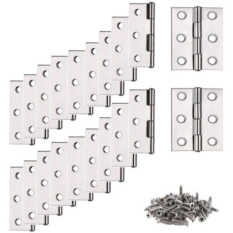 Linghhang - 20 Pieces Stainless Steel Folding Door Hinges Cabinet Piano Hinges with Screws Furniture Hinge for Home