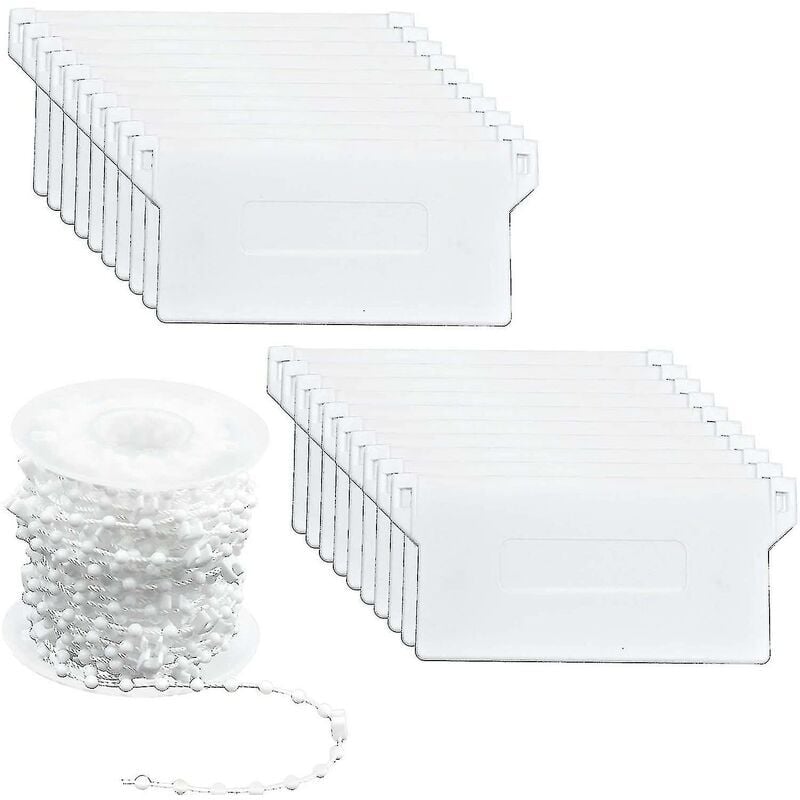 Treetalk - 20 Pièces Stores Verticaux Poids Lattes Inférieures 89mm (3.5) x 10m Kit de Réparation de Stores, Blanc