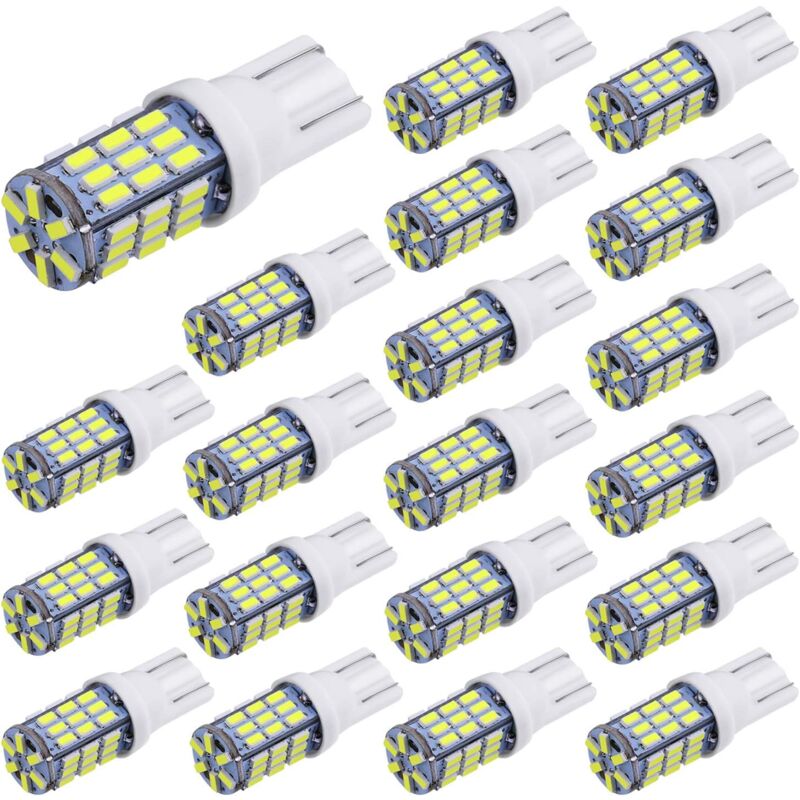 20 pièces Super lumineux RV remorque T10 921 194 42-SMD 12V voiture sauvegarde inverse LED lumières ampoules lumière largeur lampe xénon blanc