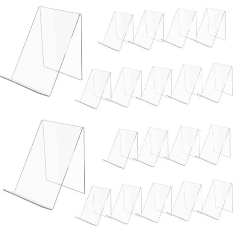 20 Pièces Support Livre Acrylique Presentoir Livre 13 x 11,5 x 10 cm Chevalet Transparent Porte Présentoir pour Magazine Brochures Carte de Menus