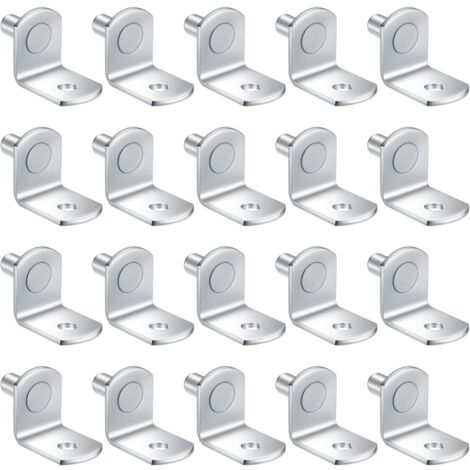 20 Pièces Support pour Étagère Métal de 5 mm pour Armoire de Cuisine L Forme Support Équerre Cheville Etagere en Fer Nickelé Étagère Cheville Support d'étagère pour Meubles Armoire Bibliothèque