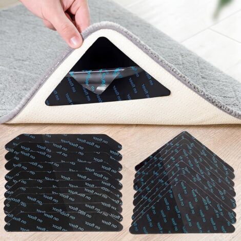 20 Pièces Tapis Antidérapant, Triangle Et Trapézoïdal, PU Noir, Pour Sols Bois Et Carrelage