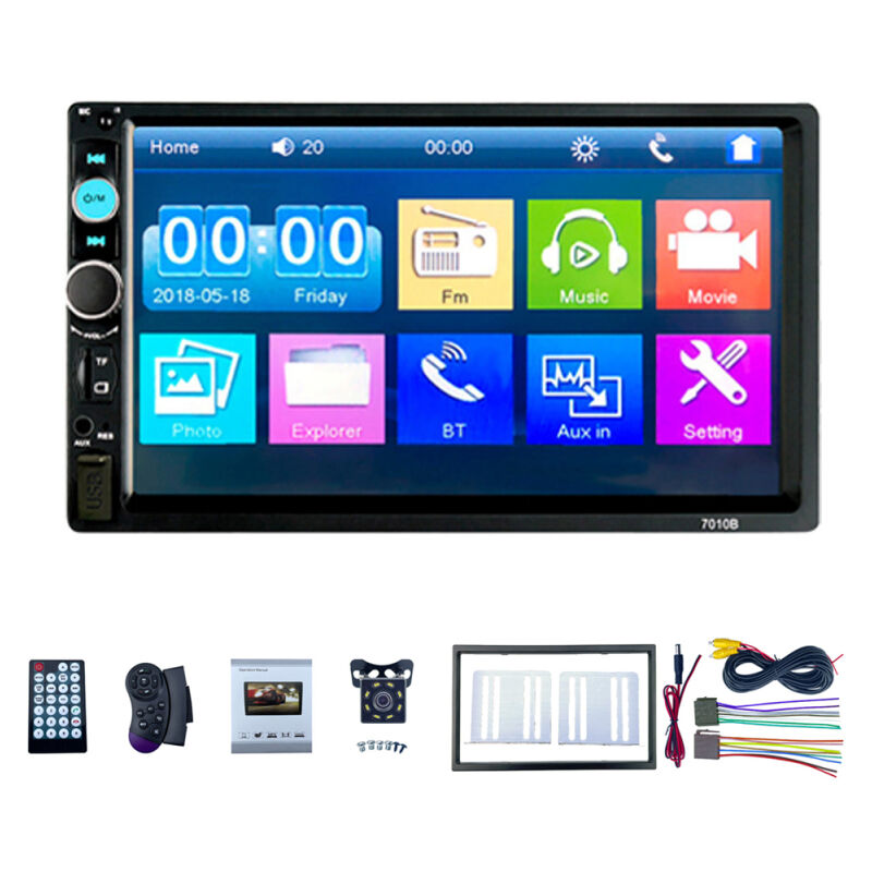 Autoradio 7 pouces, lecteur MP5, Carplay, Android Auto, double DIN, stéréo, récepteur radio FM,appels mains libres, prise en charge de la carte TF,