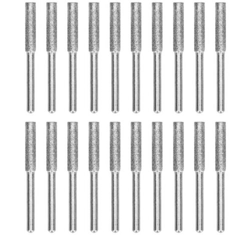 20 Pièces Tronçonneuse Affûteuse Fraise Tête De Meulage Tronçonneuse Tête De Meulage Fichier Rotatif Affûtage Ensemble D'outils Kit(4mm-argent)