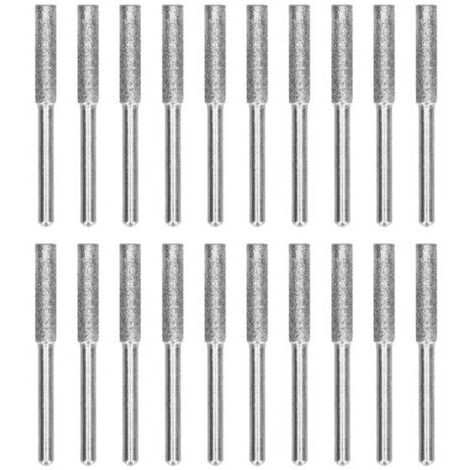 20 Pièces Tronçonneuse Affûteuse Fraise Tête De Meulage Tronçonneuse Tête De Meulage Fichier Rotatif Affûtage Ensemble D'outils Kit(4mm-argent)