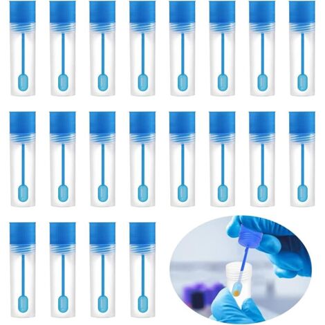 20 Pièces Tubes à Essai avec Cuillère,Tube D'échantillon de Selles de Chien/chats,Tubes pour Animaux de Compagnie,Tubes de Chaise,Tubes à Essai Transparents en Plastique,Tubes à Essais de Laboratoire