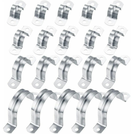 20 Pièces Tuyau Clips 304 Acier Inoxydable, 16mm/20mm/32mm/50mm U-Tube Pince Anneau pour Fixation, Collier de Serrage pour Tuyaux de Gaz Tuyaux en Plastique Tuyaux en Acier