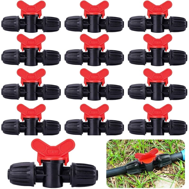20 Pièces Vanne Commutateur d'Irrigation Goutte Tube d'Irrigation PE 16 mm Raccords Verrouillage Barbelés Vannes Connecteurs Tuyau Vanne Barbelée