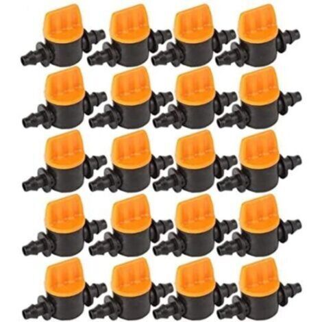 20 Pièces Vanne de tubes d'irrigation. soupape d'irrigation goutte à goutte de pouce barbelé vanne d'arrêt de tube d'irrigation Mini-vanne capillaire à double barbillon 4/7