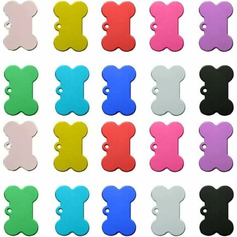 20 Pièces Vierges en Aluminium Pet Tag, Medaille pour Chien, Médaille Chien Étiquettes Personnalisées, pour Chiens et Chats de Taille Moyenne à Grande (coul aléatoire, 38X25X1mm)