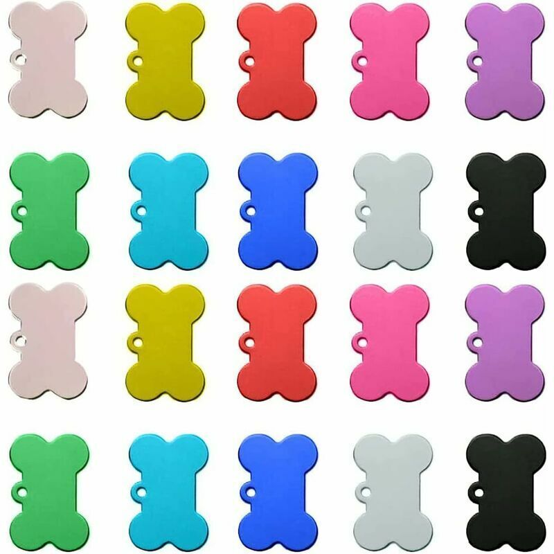 20 Pièces Vierges en Aluminium Pet Tag, Medaille pour Chien, Médaille Chien Étiquettes Personnalisées, pour Chiens et Chats de Taille Moyenne à