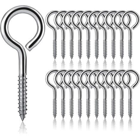 20 Pièces Vis à œillets M5 x 65 Crochets à Vis en Acier Inoxydable 304 Piton à Visser Crochet a Visser Piton à Vis Crochets Métalliques Autotaraudants pour Bricolage, Travaux Manuels, Cadres en Bois