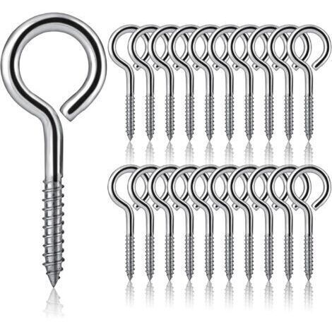 20 Pièces Vis à œillets M5 x 65 Crochets à Vis en Acier Inoxydable 304 Piton à Visser Crochet a Visser Piton à Vis Crochets Métalliques Autotaraudants pour Bricolage, Travaux Manuels, Cadres en Bois