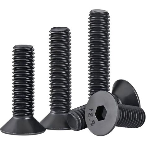 20 pièces Vis à Tête Fraisée M5x25mm Vis à Tête Plate à Six Pans Creux, Vis Hexagonales en Acier au Carbone, Filetage Complet