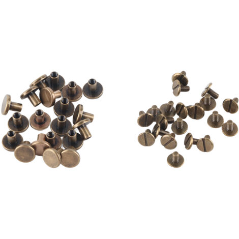20 pièces vis à tête plate laiton clous rivets accessoires cuir (8mm)