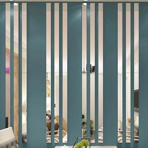 NAXUNNN 20 Pieces Wall Stickers Mirrors, 3D Modern Decorative Mirrors for Living Room Bedroom-Silver, 5 50cm