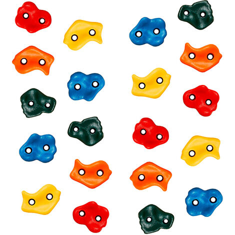 20 Pierres à grimper d'escalade pour structures de jeux - Fixations non inclues - Multi-couleurs