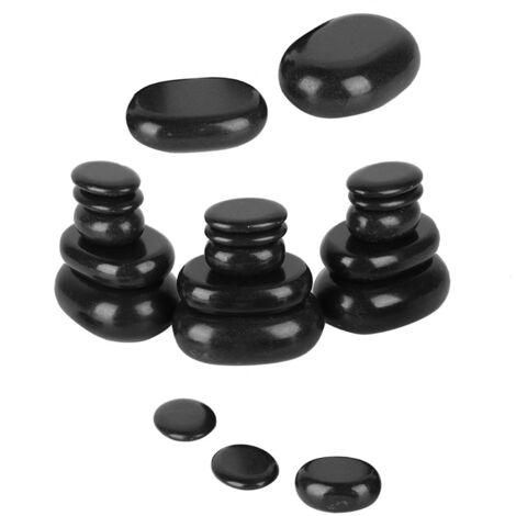 20 Pierres de Basalte Noir Ovales pour Massage aux Huiles Essentielles, Soins Spa et Pédicure