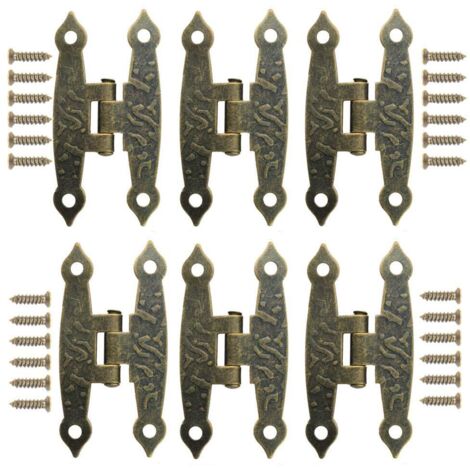 20 piezas de bisagras retro de bronce, bisagras decorativas para gabinetes, bisagras plegables de metal estilo retro con tornillos para cajas pequeñas, cajones, muebles y puertas retro.