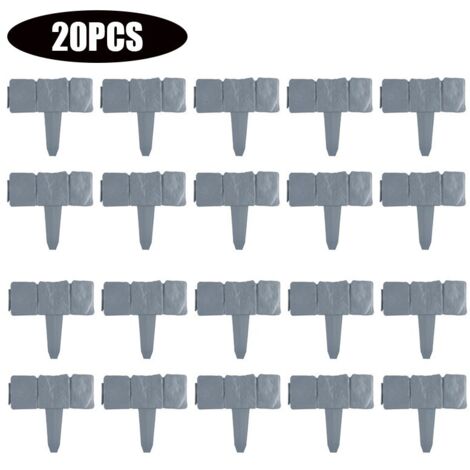20 piezas de borde de valla de jardín plegable de imitación de piedra, de plástico, para césped, con adornos DIY.