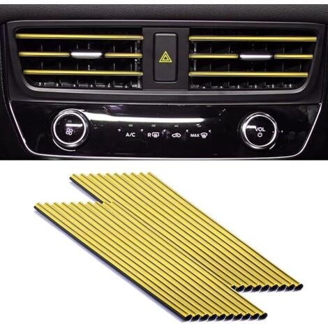 20 piezas de decoración de ventilación de aire de PVC para coche, 20 cm, decoración interior de coche, decoración de coche DIY, adecuada para todas las salidas rectas (dorado)