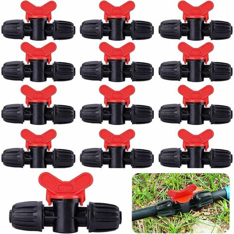 20 piezas de interruptor de riego por goteo de válvula, tubo de riego de PE, accesorios de 16mm, válvulas de alambre de púas de bloqueo, conectores de tubería