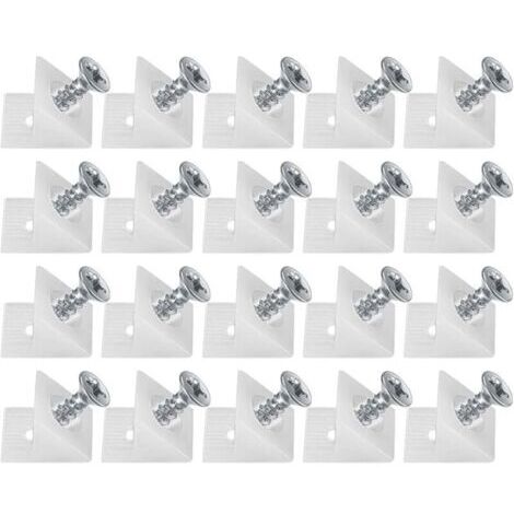 20 piezas de separadores plásticos para cajones, montaje en ángulo, estabilizadores traseros, conexión de fondo para cajones con tornillos, para reparar tableros de estantes que se hunden