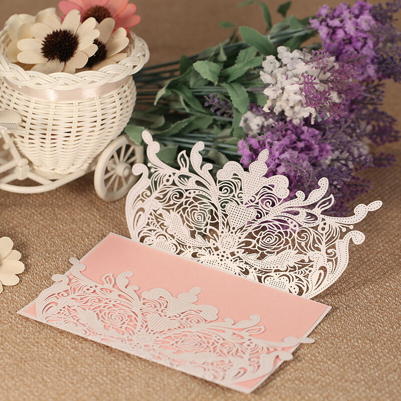 

Asupermall - 20 piezas de soportes de invitacion + 20 piezas de hojas interiores Juego de tarjetas de invitacion de boda Papel de perla Corte por