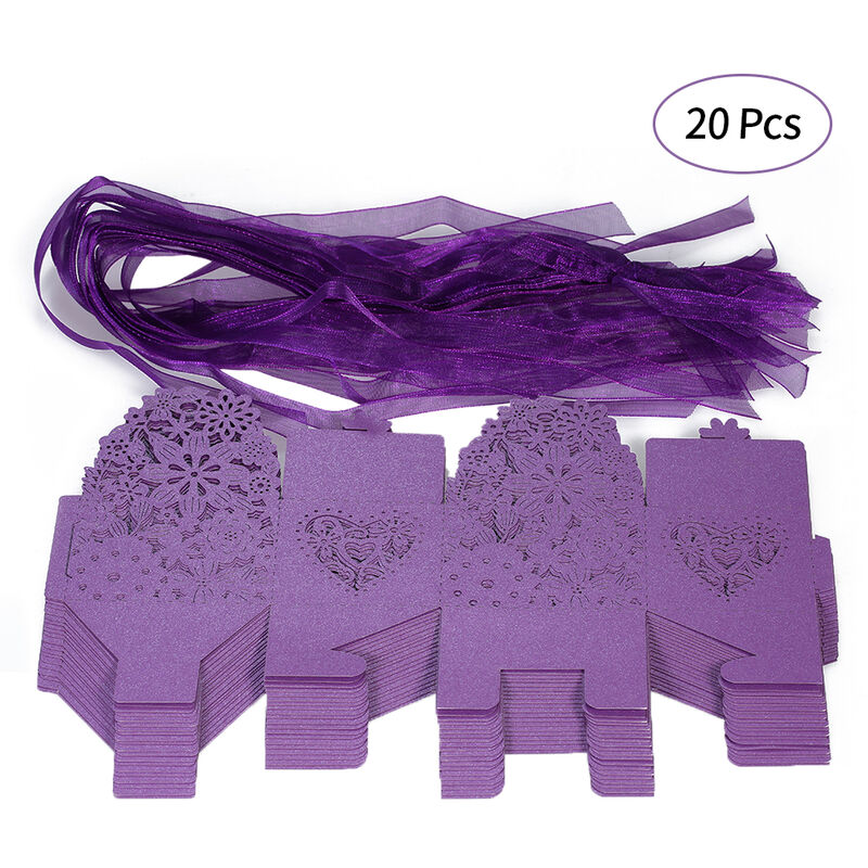 

Happyshopping - 20 piezas delicadas flores talladas elegantes cajas de dulces con cinta para fiesta, cumpleanos, boda, banquete, jardin de infantes,