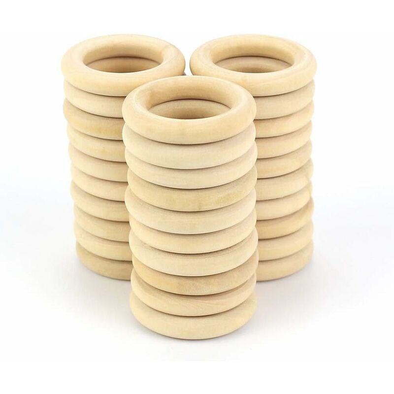 

20 piezas (diámetro exterior 45 mm * grosor 8 mm) Anillos de madera natural Anillos artesanales sin terminar Círculo artesanal para el hogar de